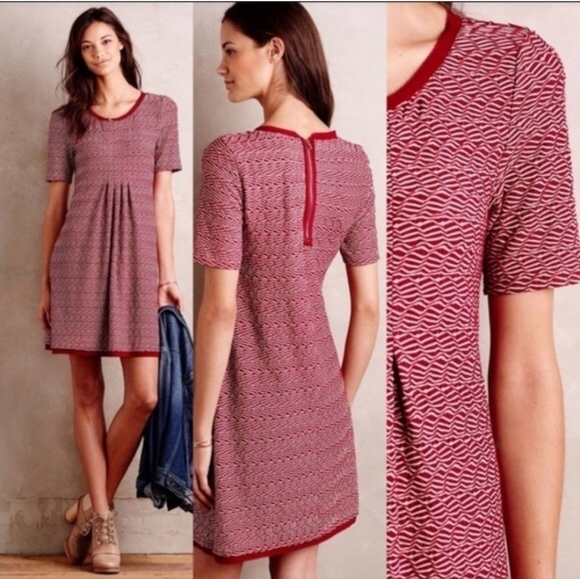 Anthropologie Dresses & Skirts - Maeve Multicolored Pleated Short Sleeve Tunic